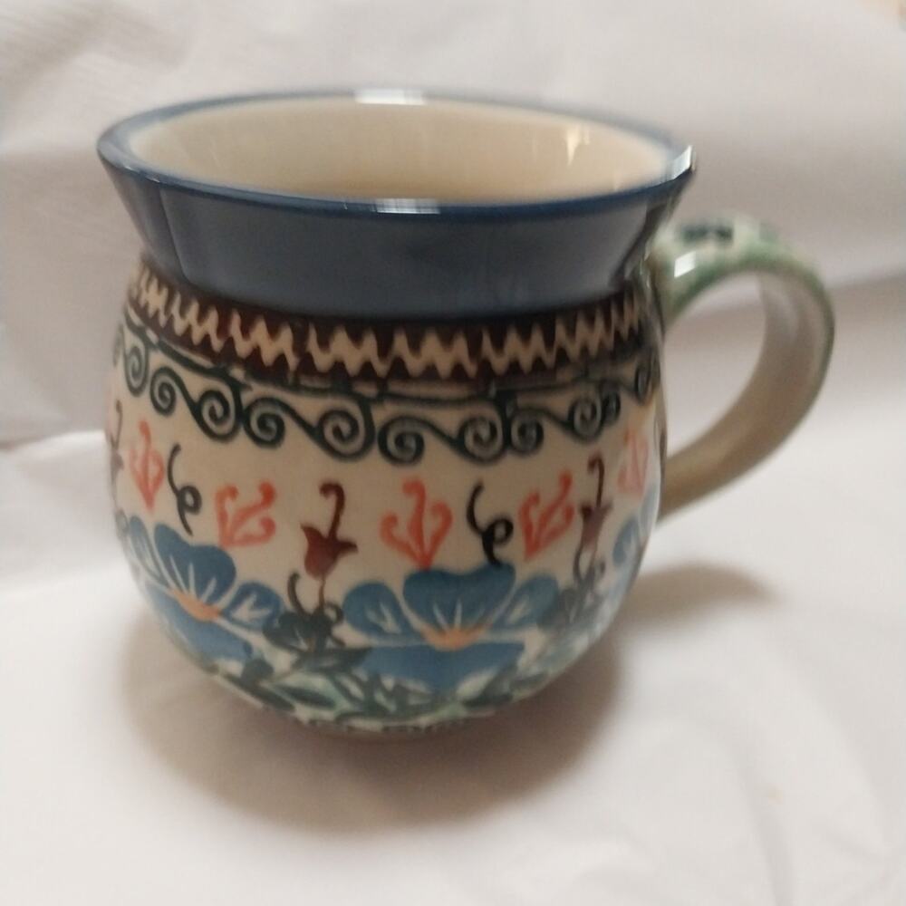Polish Pottery "Pansy Wreath" Mug